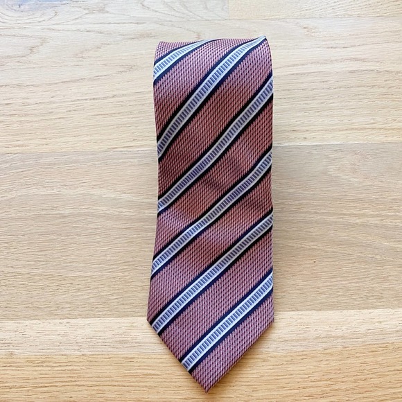ALEXANDER JULIAN COLOURS Men's Red/Blue Striped Handmade Polyester Necktie sz OS - Picture 1 of 10